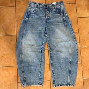 We The Free People Mid Rise Good Luck Barrel Jeans